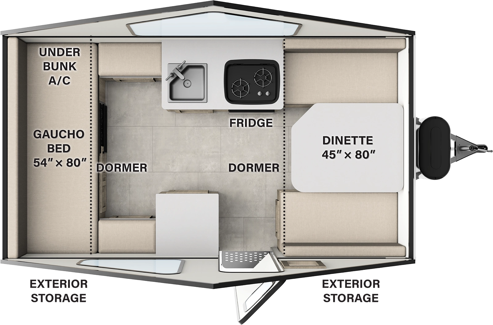 The Rockwood Hardside Pop-Up Campers A121FD floorplan features include: hard sides.
